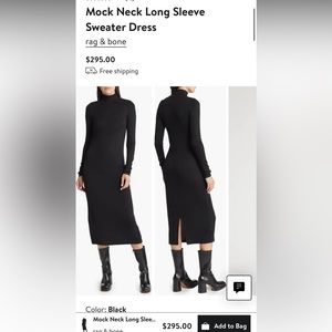 RAG & BONE Long Sleeve Turtle Neck Black Dress
